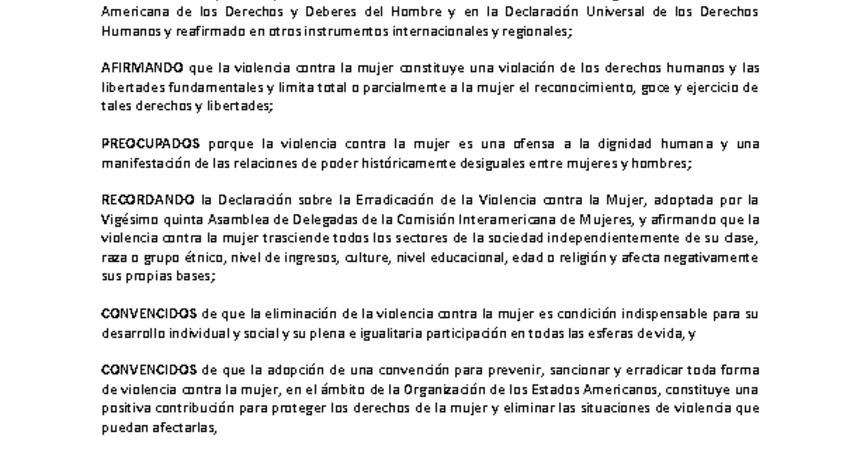 4. Belem Do Para. Convención interamericana para prevenir, sancionar y erradicar la violencia contra la mujer. 1994