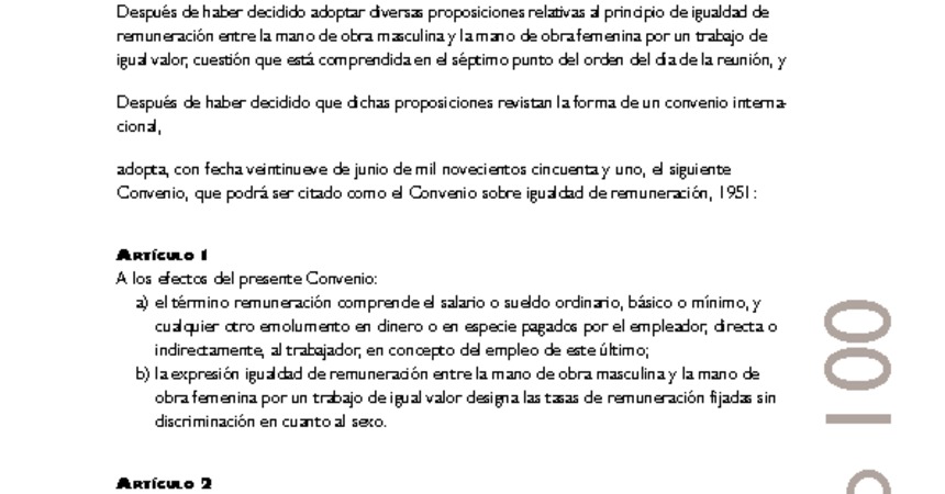 8. Convenio 100 OIT sobre igualdad de remuneración ratificado por Chile en 1971