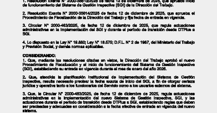 Res. Exenta Nº 2000-1064-2026 Precisa implementación SGI
