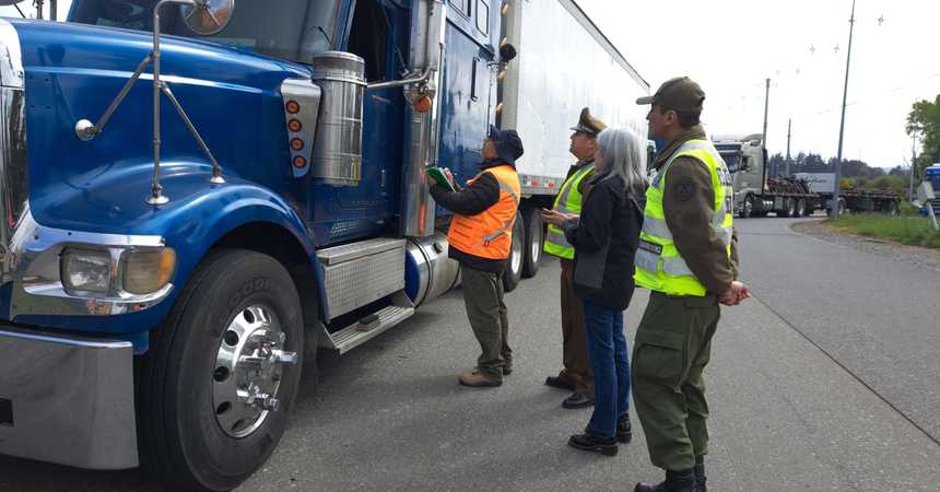 Fiscalización de jornadas de conducción en transporte de carga en La Araucanía