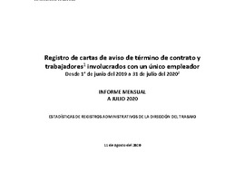 Informe Mensual de Terminaciones de Contrato de Trabajo - Julio 2020