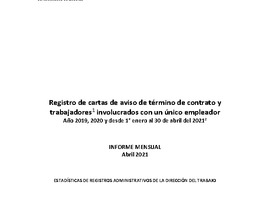 Informe Mensual de Terminaciones de Contrato de Trabajo - Abril 2021