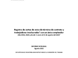 Informe Mensual de Terminaciones de Contrato de Trabajo - Agosto 2021