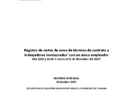 Informe Mensual de Terminaciones de Contrato de Trabajo - Diciembre 2021
