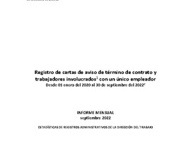 Informe Mensual de Terminaciones de Contrato de Trabajo - Septiembre 2022