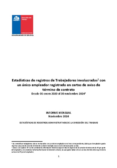 Informe Mensual de Terminaciones de Contrato de Trabajo - Noviembre 2024