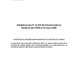 Estadísticas Ley N° 21.015 de Inclusión Laboral